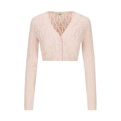 (Women) FENDI SS22 Pink Cropped Long Sleeve Knit Top for Women FZC942AJTLF1H3Y