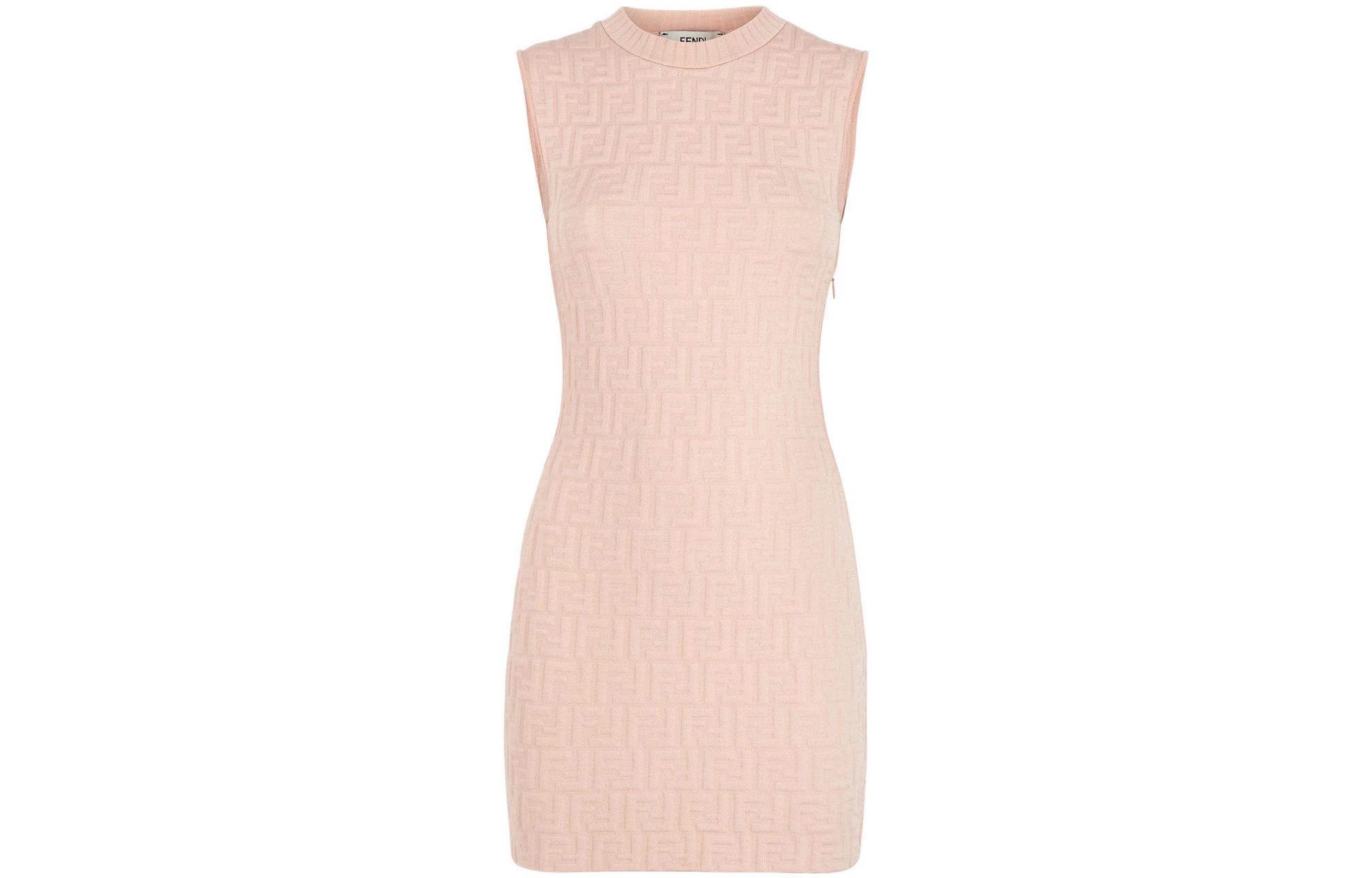 (Women) FENDI SS22 Pink Embossed Logo Sleeveless Dress for Women. FZDA13AJTEF11AS