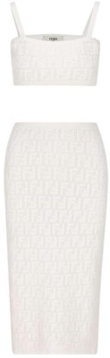 (W) フェンディ SS22 無地 FFプリント ミディキャミ & ハイウエストスカートセット ホワイト FZU511AJTLF0ZNM Buy (W) フェンディ SS22 無地 FFプリント ミディキャミ & ハイウエストスカートセット ホワイト FZU511AJTLF0ZNM