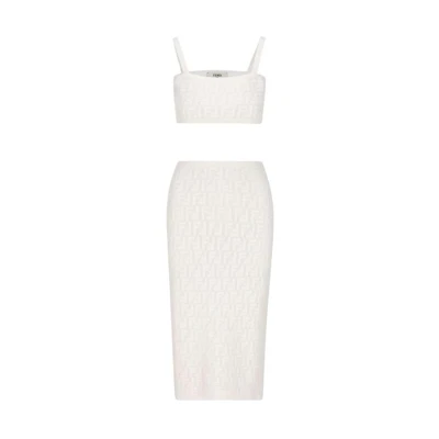 (Women) FENDI SS22 Solid Color FF Print Midi Camisole and High-Waist Skirt Set White . FZU511AJTLF0ZNM