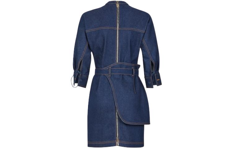 Lookbook (W) FENDI SS22 女士蓝色纯色长袖中长拉链连衣裙 FLD545ALC1F0QA2