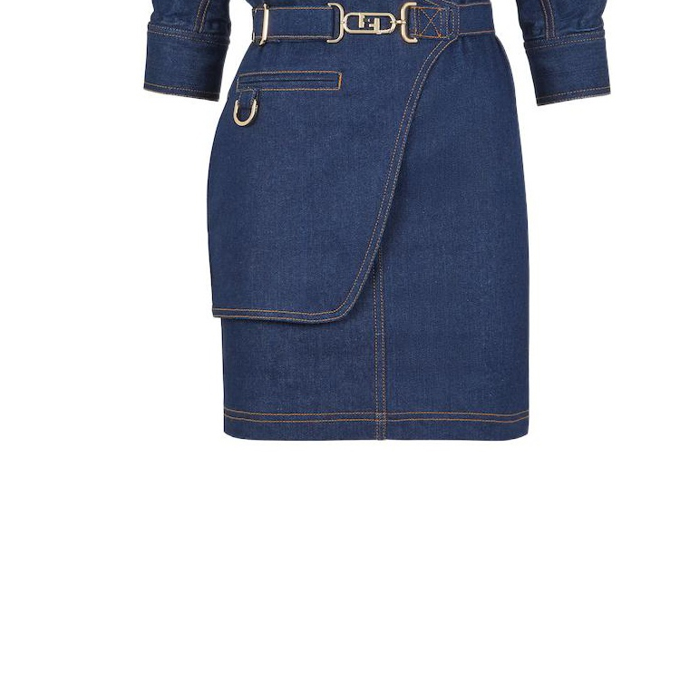 Purchase (W) FENDI SS22 女士蓝色纯色长袖中长拉链连衣裙 FLD545ALC1F0QA2