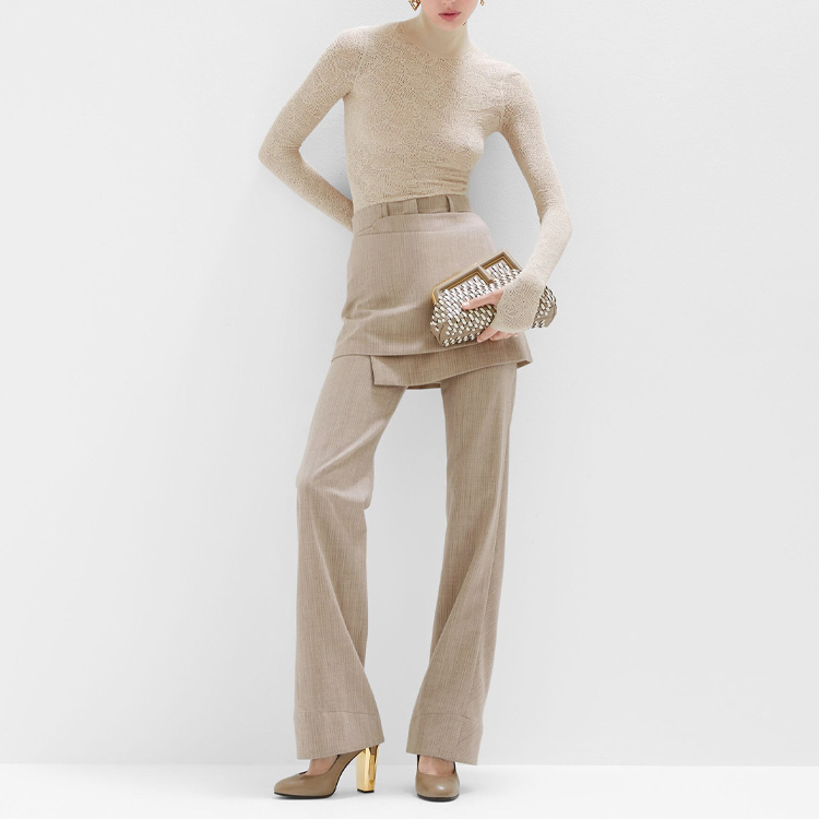 Shop (W) FENDI SS23 米色花卉刺繡高領針織毛衣 FZXA37AQ40F1M28