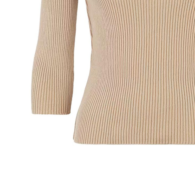 Details for (W) FENDI SS23 Beige Pullover Rajut Leher Bulat Lengan 3/4 FZX979ANJBF1KE0