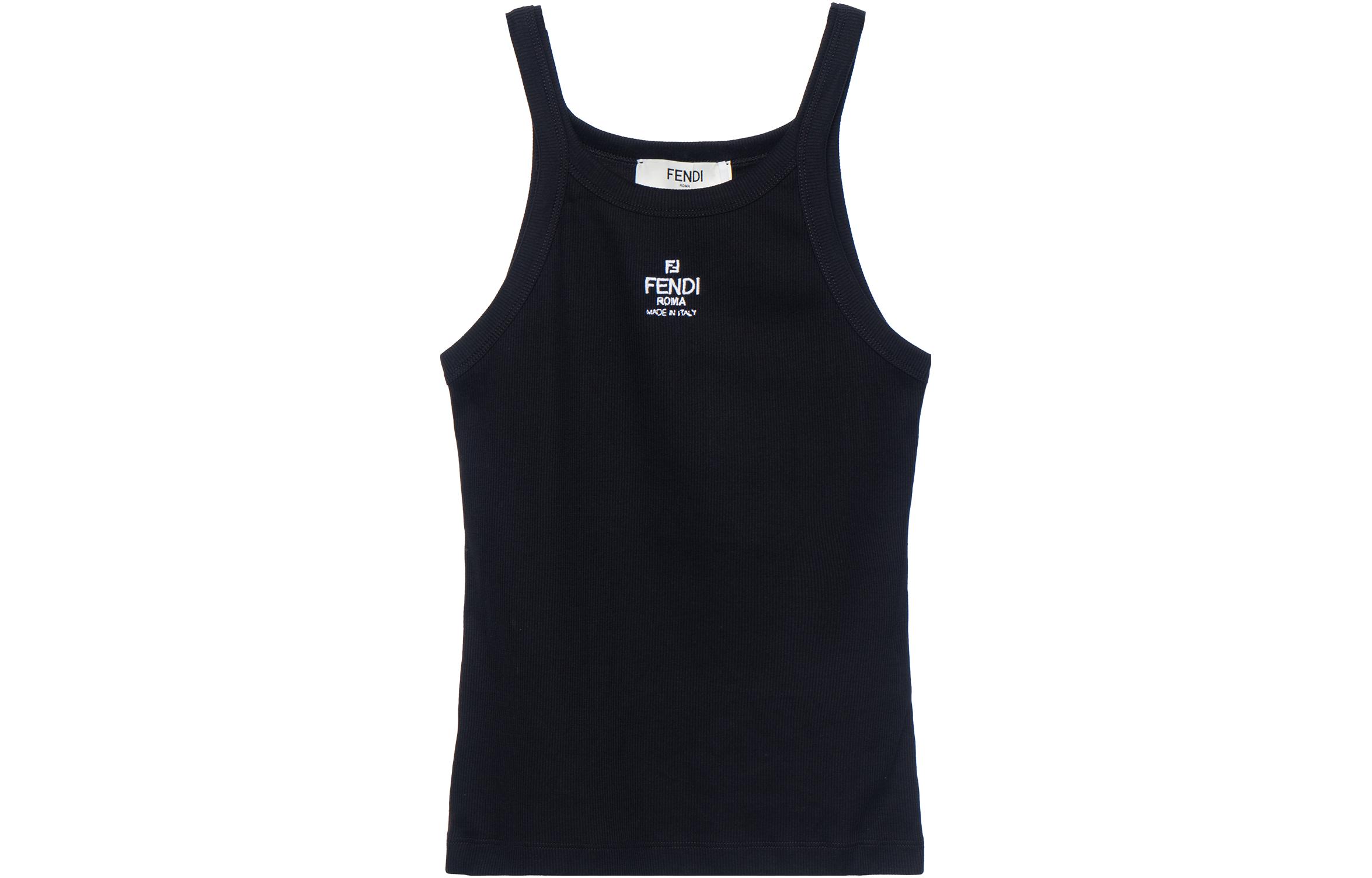 Order (W) 펜디 SS23 블랙 로고 프린트 크루넥 탱크탑. FS7966ANQMF0GME