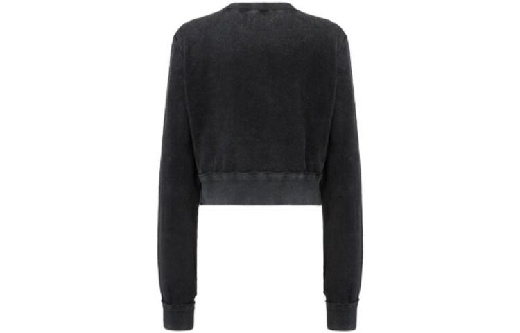 Lookbook (W) 펜디 SS23 블랙 레터 프린트 립드 크루넥 스웻셔츠. FS7948AMGTF1K1W