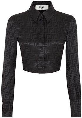 (Women) FENDI SS23 Black Logo Jacquard Crop Long-Sleeve Shirt. FS7994AJ0ZF0GME Buy (Women) FENDI SS23 Black Logo Jacquard Crop Long-Sleeve Shirt. FS7994AJ0ZF0GME