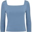 Order (Women) FENDI SS23 Blue Slim-Fit Square Neck Knit Pullover Sweater FZX979ANJBF1KE5