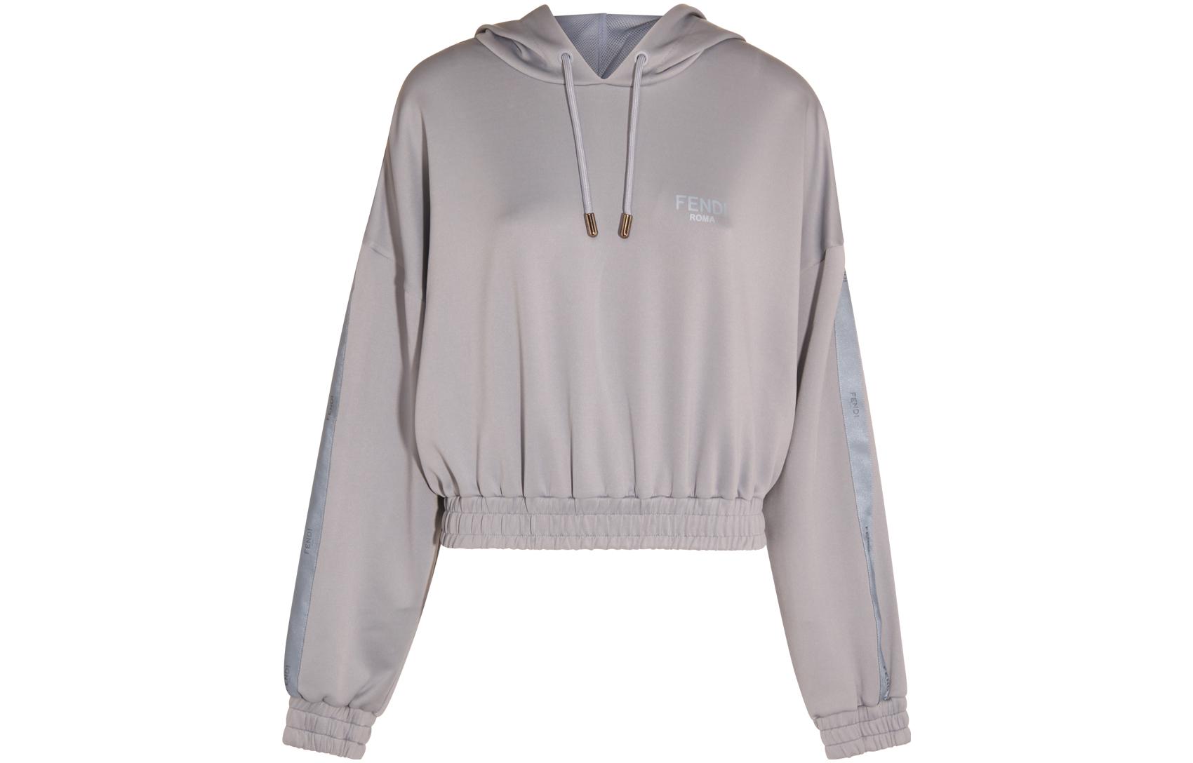 (Women) FENDI SS23  Brown Hoodie with Logo Print Long Sleeves. FAF301AK95F1KE5