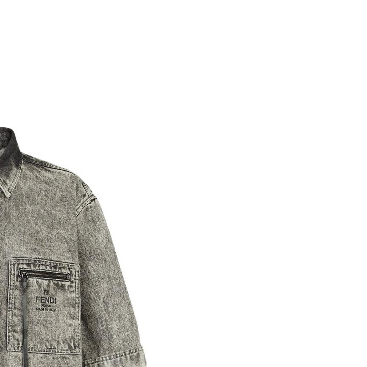 (Women) FENDI SS23  Grey Denim Short-Sleeve Shirt with Logo Embroidery. FLF725ANQJF084J 圖 5