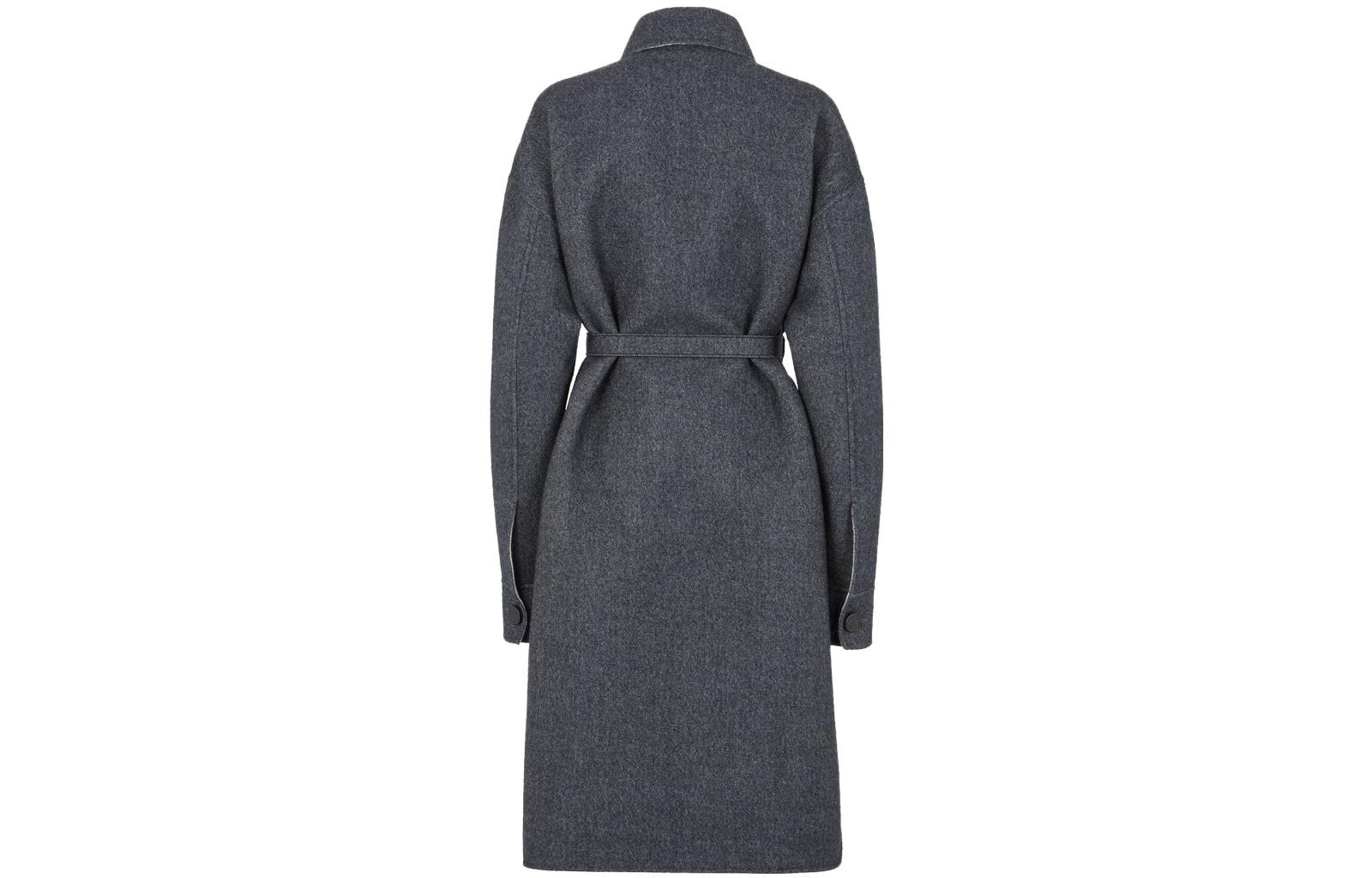 Lookbook (W) FENDI SS23 Grey Monochrome Coat Belted Single-Breasted. FF8853ALBSF1IHJ