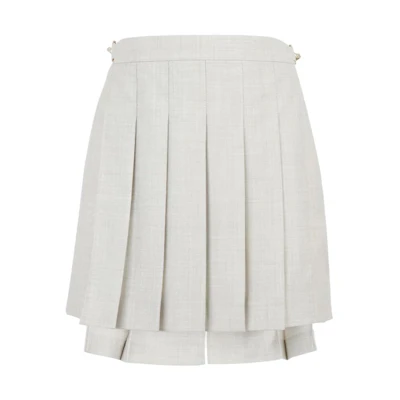 (Women) FENDI SS23 High-Waisted Pleated Casual Shorts Gray FR6533AM3NF1M2A