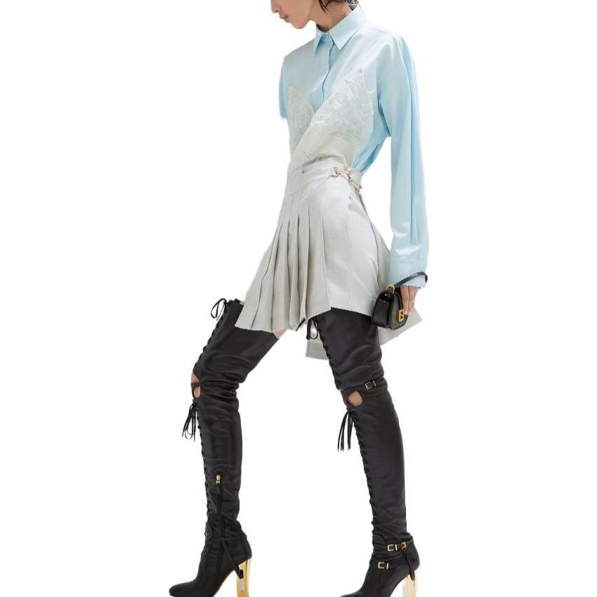 (Women) FENDI SS23  High-Waisted Pleated Casual Shorts Gray FR6533AM3NF1M2A 圖 4