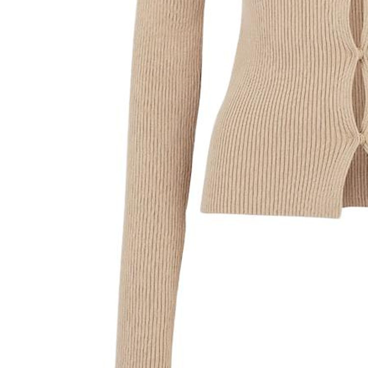 Sizing (W) 芬迪 SS23 卡其色镂空设计长袖针织开衫 FZC963ANJBF1KE0