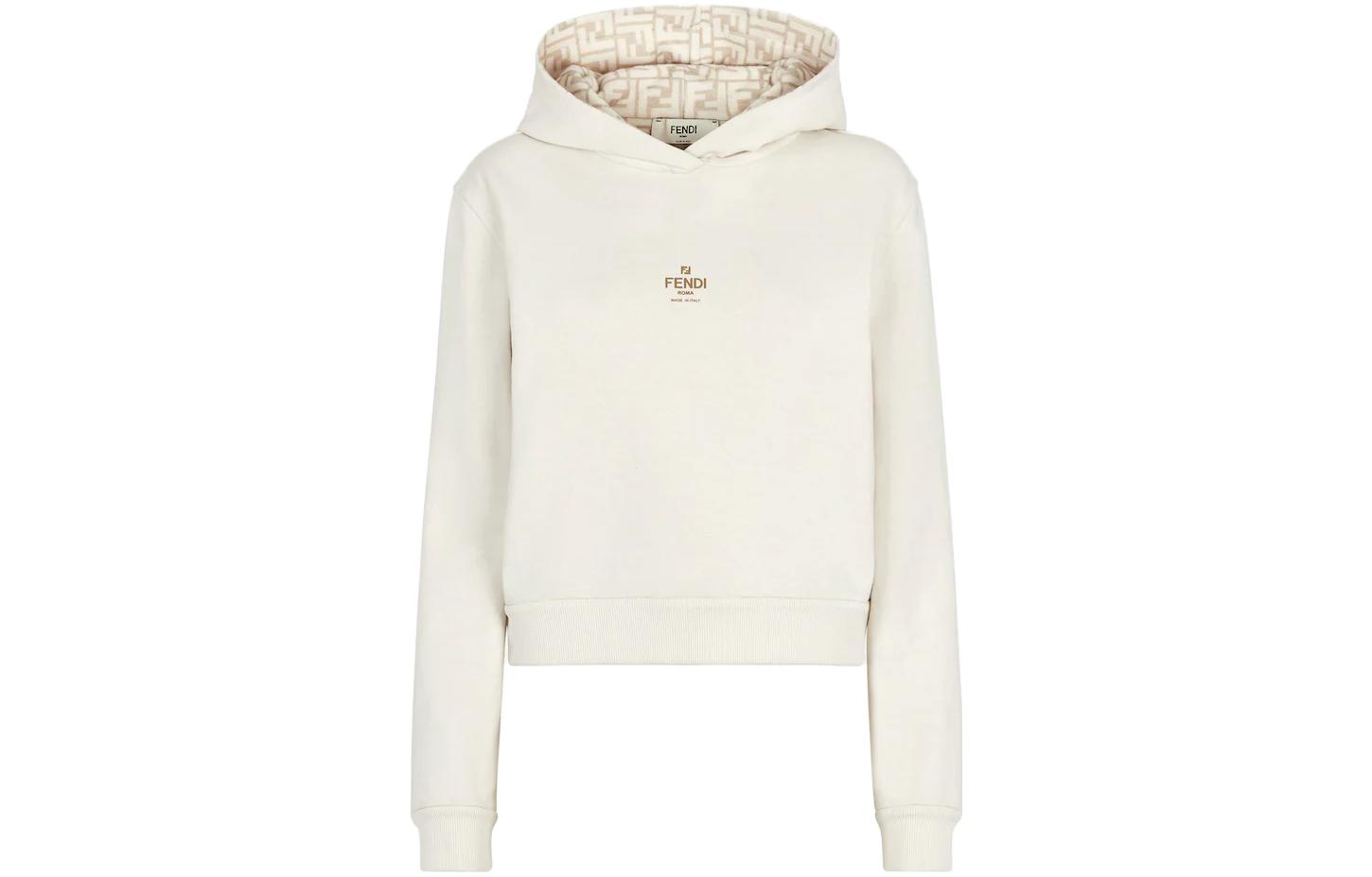 (Women) FENDI SS23  Logo Print Hoodie White. FS8113AQ95F1M2A