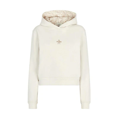 (Women) FENDI SS23 Logo Print Hoodie White. FS8113AQ95F1M2A