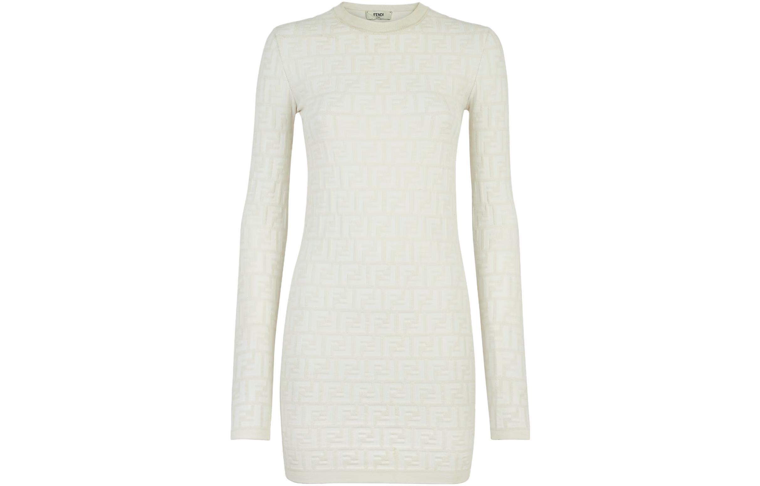 (Women) FENDI SS23  Monogram Print Long-Sleeve Dress. FZDB85AQ41F1M2A