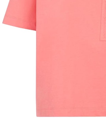 (W) FENDI SS23 Kaos Pendek Crewneck Pink dengan Logo Print dan Ritsleting. FS7389ANQSF1K9Y 1