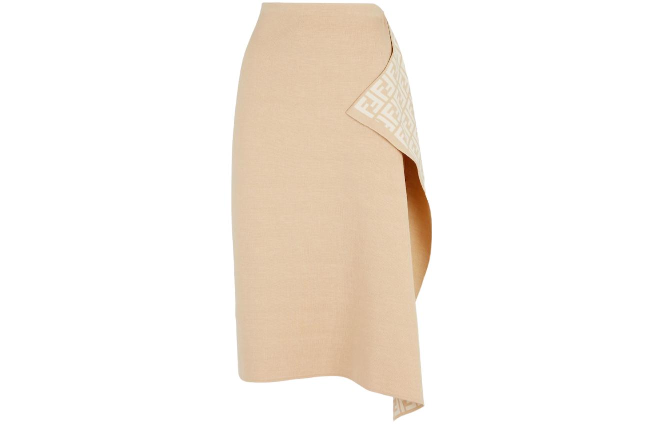 Order (W) FENDI SS23 Falda Midi Beige Irregular Sólida. FZQ706ANERF1KE0
