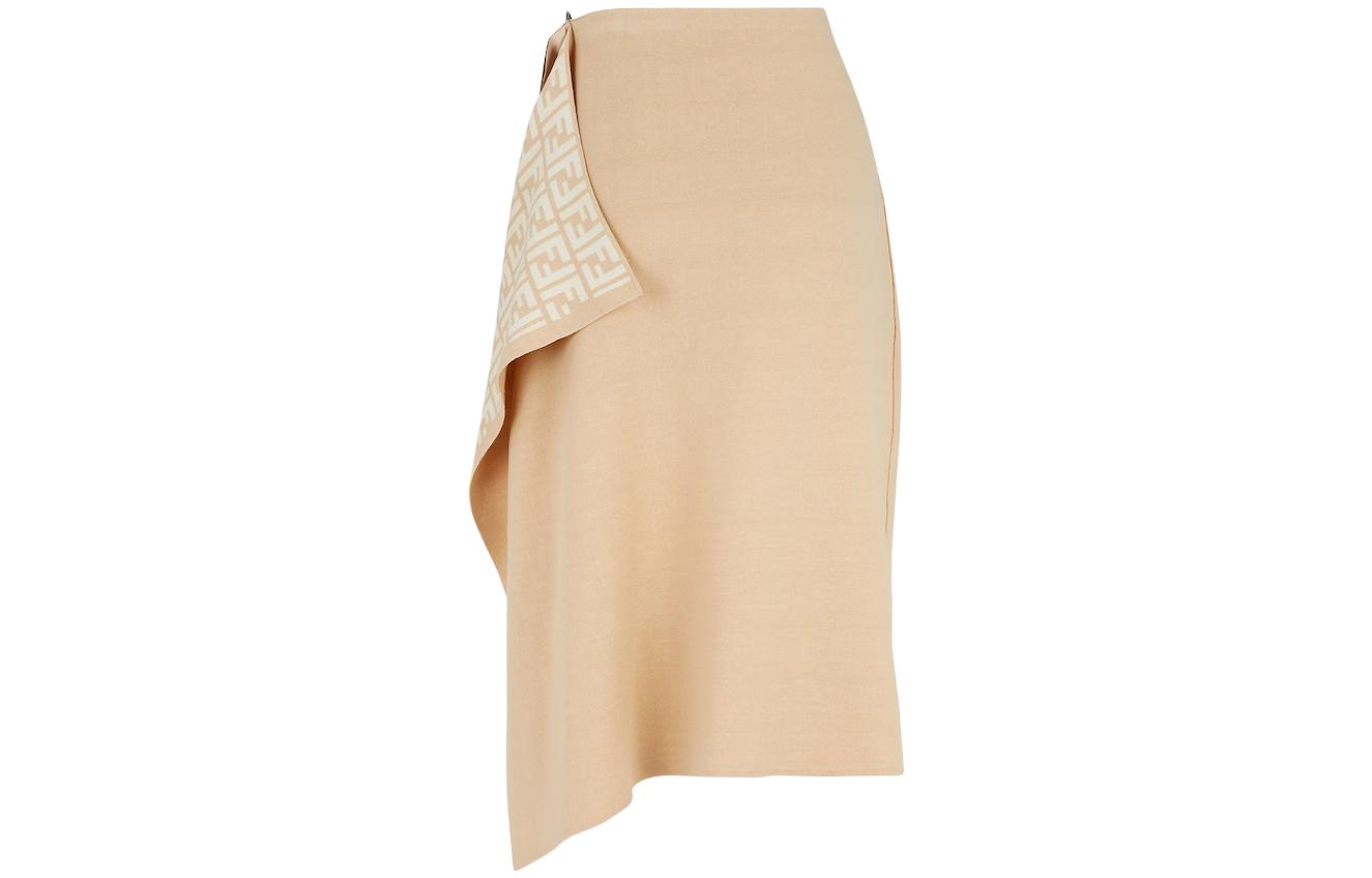 Lookbook (W) FENDI SS23 Falda Midi Beige Irregular Sólida. FZQ706ANERF1KE0