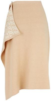 (W) FENDI SS23 Falda Midi Beige Irregular Sólida. FZQ706ANERF1KE0 Lookbook (W) FENDI SS23 Falda Midi Beige Irregular Sólida. FZQ706ANERF1KE0