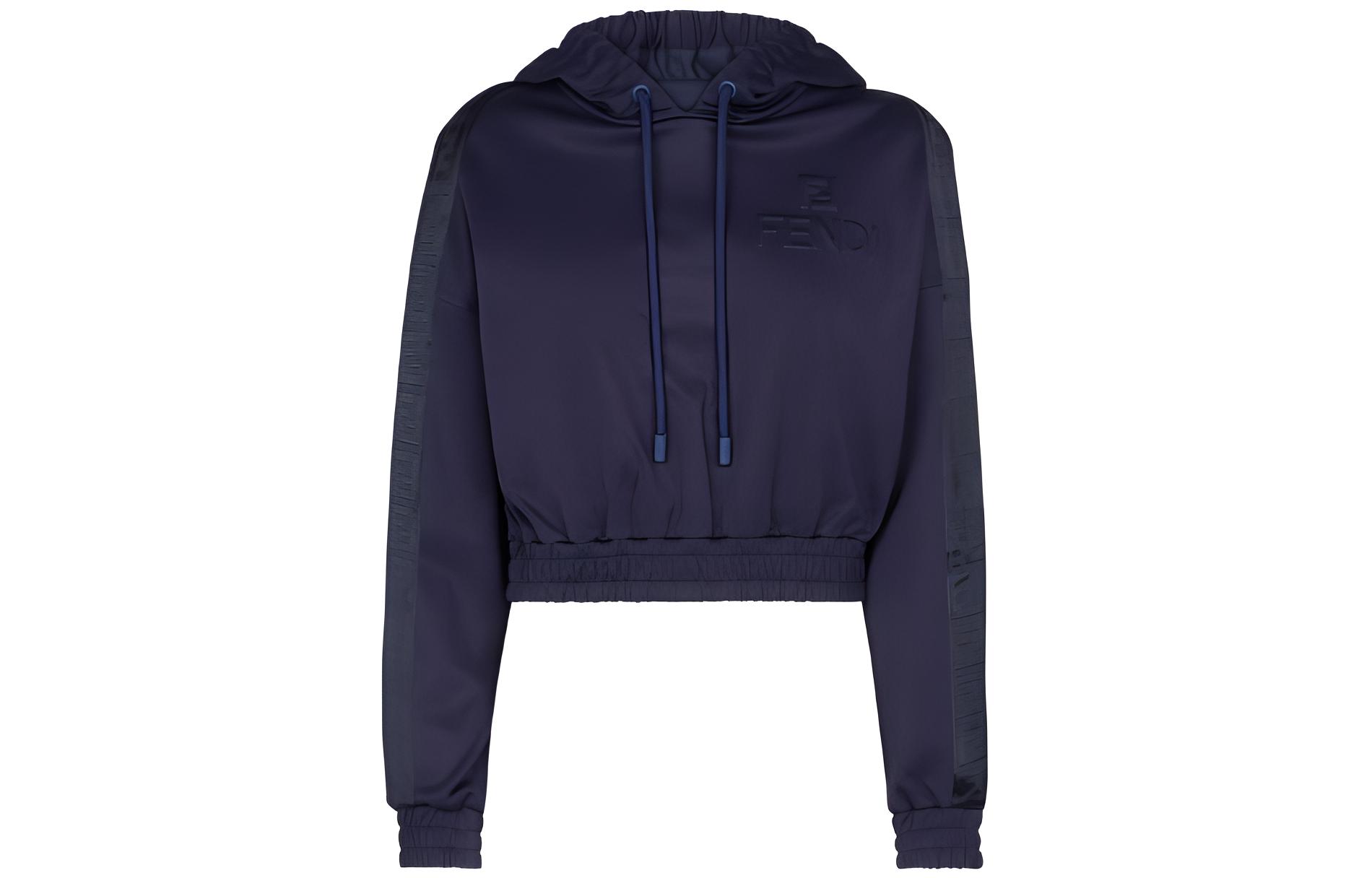 (Women) FENDI SS23  Solid Letter Printed Hoodie Navy Blue. FAF199AK7NF1IHG