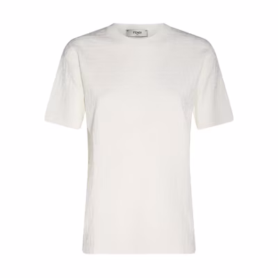 (Women) FENDI SS23 White Crewneck Short Sleeve Regular Fit T-Shirt. FZX999ANJPFOZNM