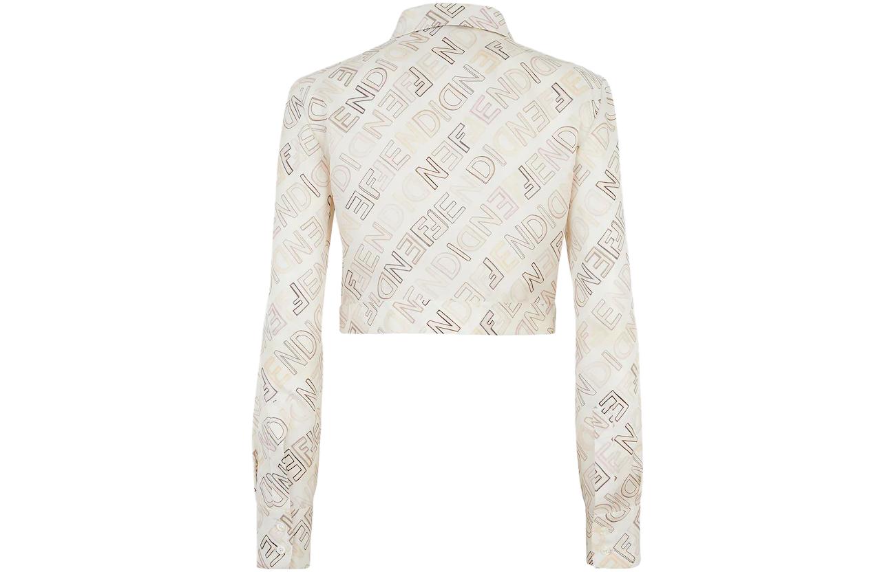 Lookbook (W) FENDI SS23 白色长袖短款衬衫印有品牌标志。 FS7994AQ3FF1M2A