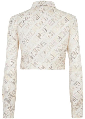 (Women) FENDI SS23 White Cropped Long-Sleeve Shirt with Logo Print. FS7994AQ3FF1M2A Lookbook (Women) FENDI SS23 White Cropped Long-Sleeve Shirt with Logo Print. FS7994AQ3FF1M2A