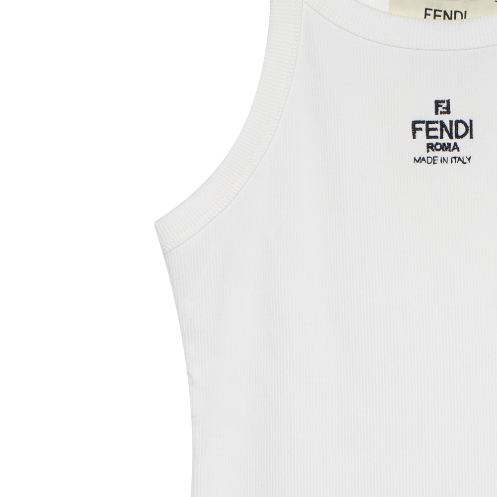 Cheap (Women) FENDI SS23  White Logo Embroidered Crewneck Vest. FS7966ANQMF0ZNM