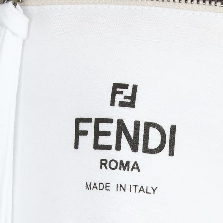 (Women) FENDI SS23  White Logo Print Zip-Up Crew Neck T-Shirt. FS7389ANQSF0ZNM 圖 5
