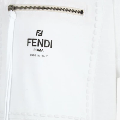 (W) FENDI SS23 白色Logo印花圓領拉鍊短袖T恤 FS7389ANQSF0ZNM Details for (W) FENDI SS23 白色Logo印花圓領拉鍊短袖T恤 FS7389ANQSF0ZNM