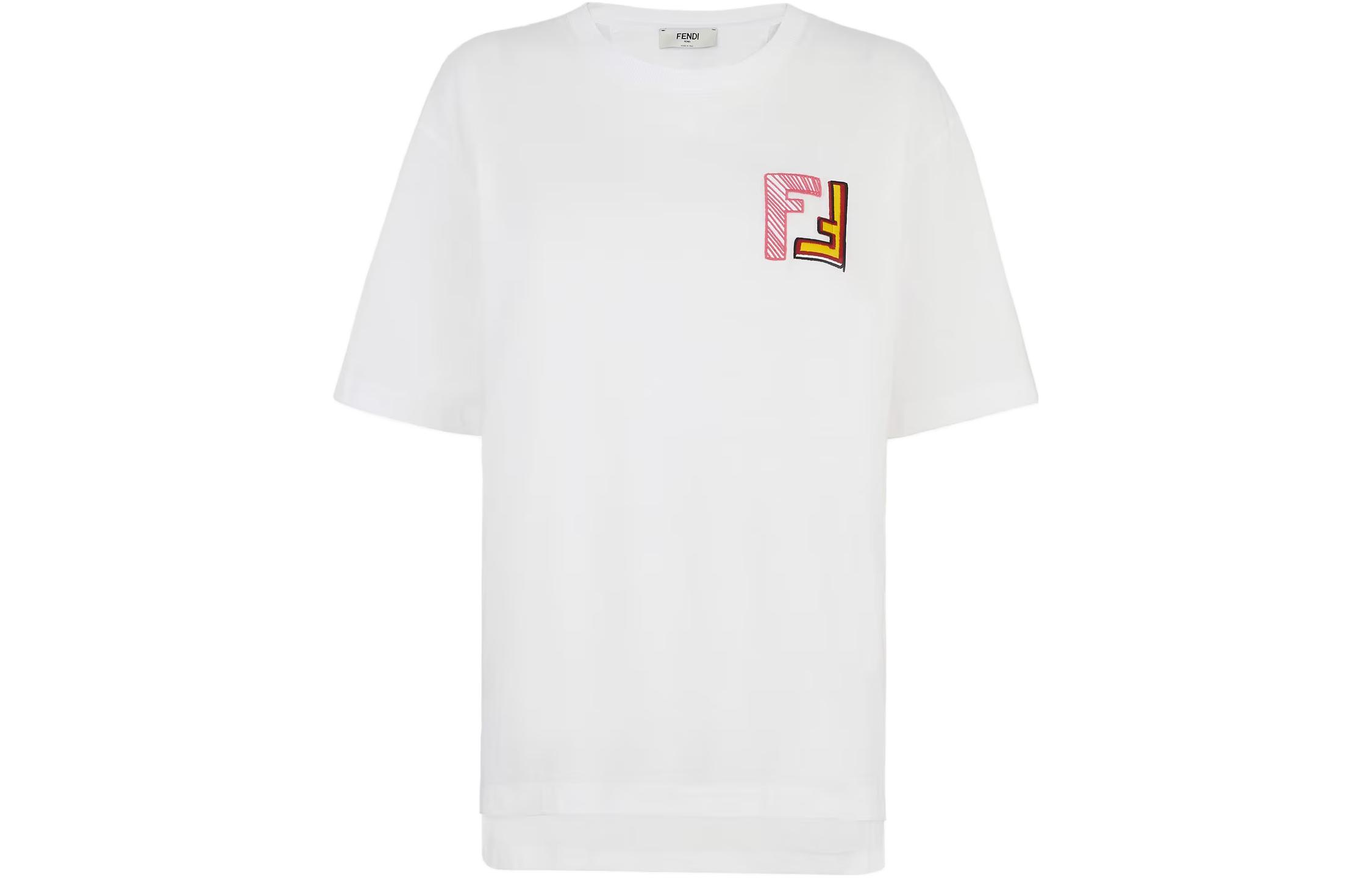 Order (W) FENDI SS23獨家印花白色短袖女款圓領T恤。 FS7965AQ9KF0ZNM