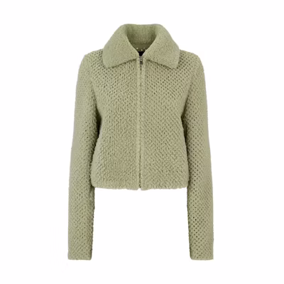 (Women) Fendi SS23 Green Solid Zip-Up Collar Jacket FM5339ALQYF1KE4
