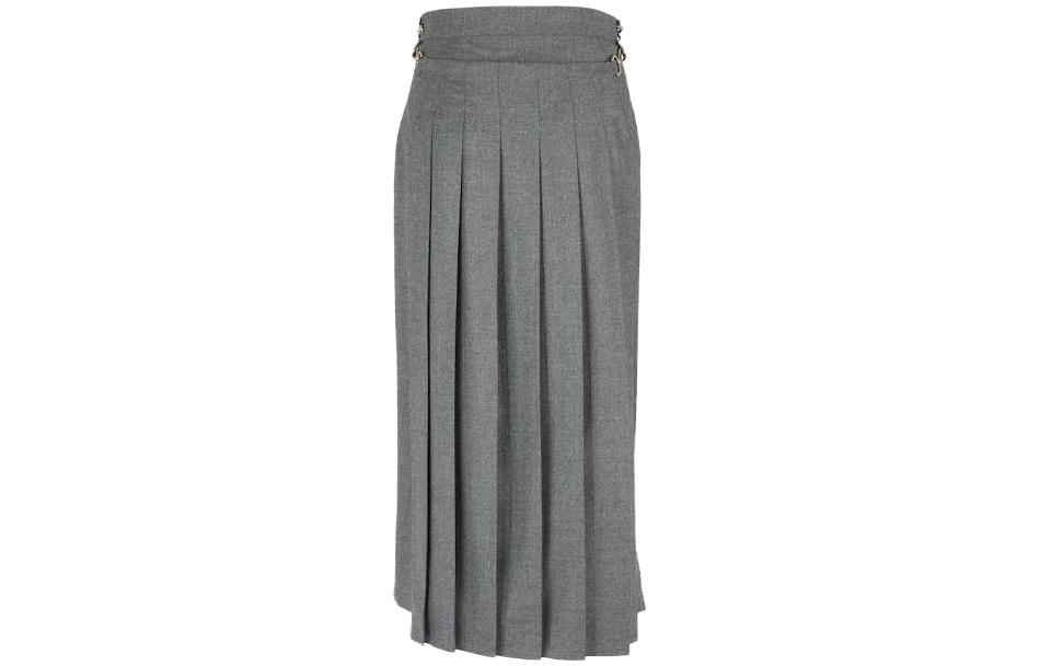(Women) FENDI SS23 Grey High-Waisted Midi Casual Skirt. FQ7495AM3NF0-TDR