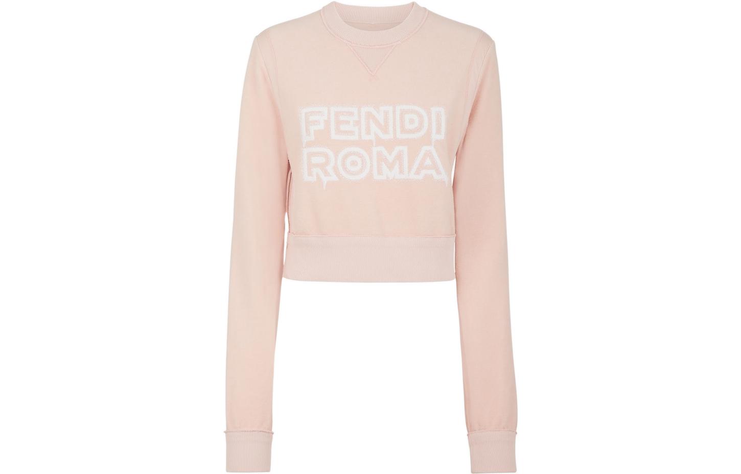 Order (W) Fendi SS23 Roma 膠囊系列字母粉紅色圓領長袖上衣 女款 FS7948AMGTF1K1X