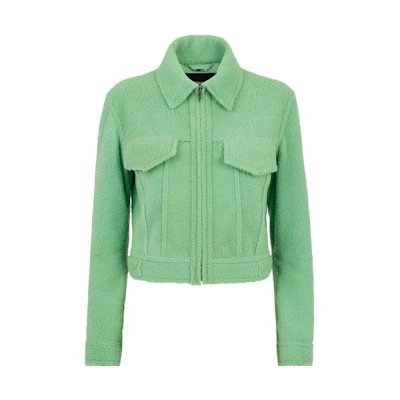 (Women) Fendi SS23 Solid Color Zipper Jacket Green FM5340ANE3F1K9X
