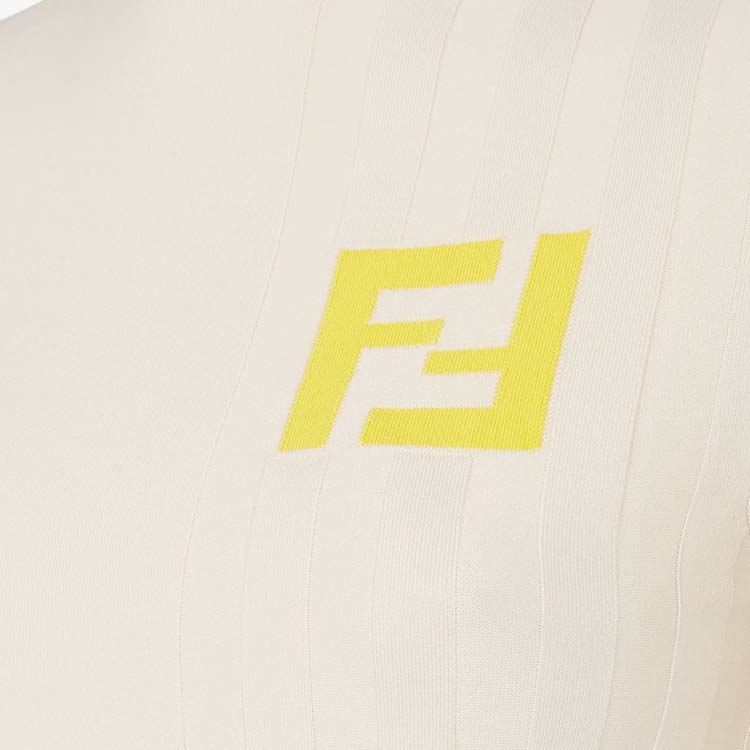 Shop (W) FENDI SS24 米色logo印花修身短袖针织上衣 FZXC37ASOSF1P2N