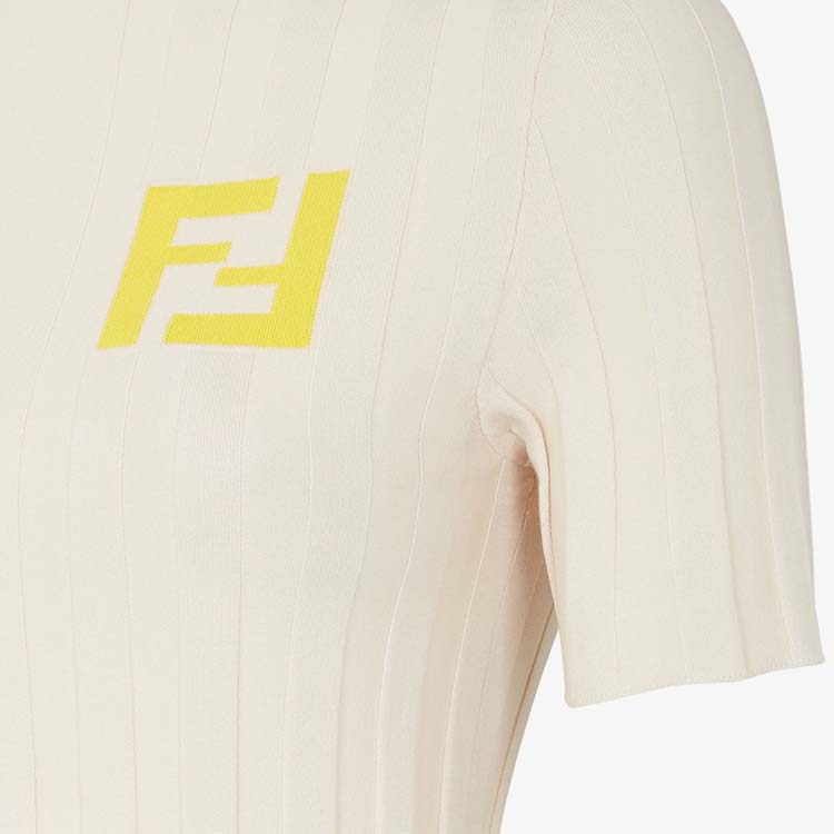 Purchase (W) FENDI SS24 米色logo印花修身短袖针织上衣 FZXC37ASOSF1P2N