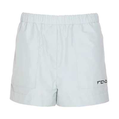 (Women) FENDI SS24 Logo Drawstring Shorts in Transparent Blue. FAB368AQB0F08S8