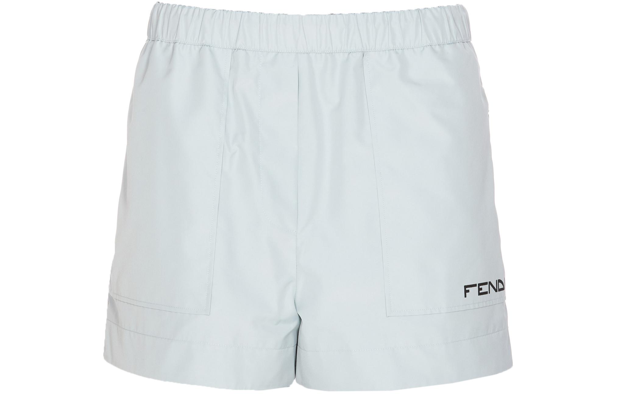 Order (Women) FENDI SS24  Logo Drawstring Shorts in Transparent Blue. FAB368AQB0F08S8