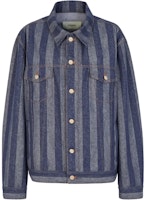 (Women) FENDI SS24 Striped Denim Jacket with Pointed Collar - Blue FLF789AS8JF0QB0 (Women) FENDI SS24 Striped Denim Jacket with Pointed Collar - Blue FLF789AS8JF0QB0