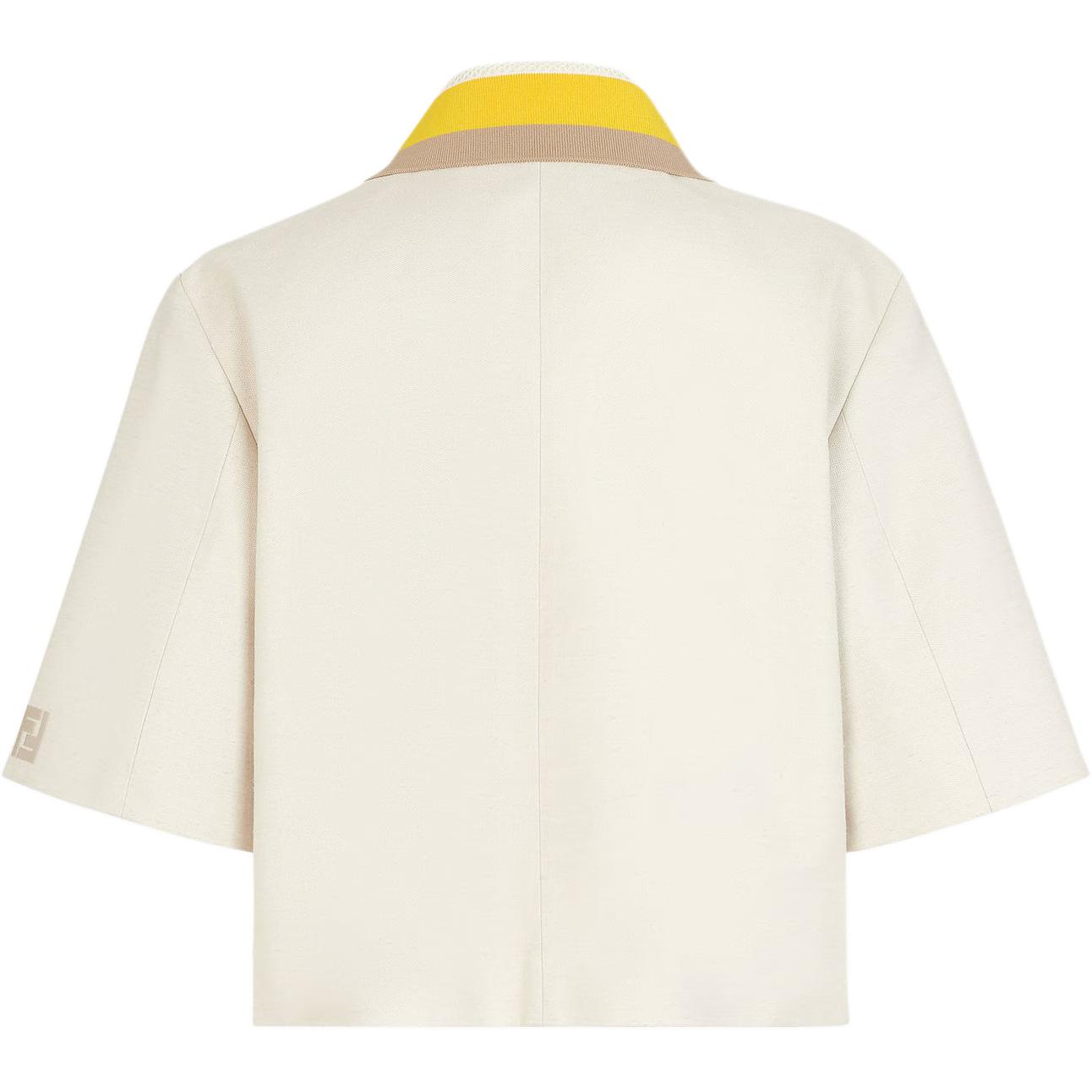 Lookbook (W) Fendi SS24 米色刺繡Logo針織短袖外套 FJ7531AWZWF1P2N