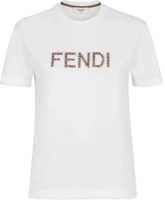 (Women) FENDI SS24 Logo Print Crew Neck Short Sleeve T-Shirt Women White FS7254AS8GF0ZNM (Women) FENDI SS24 Logo Print Crew Neck Short Sleeve T-Shirt Women White FS7254AS8GF0ZNM