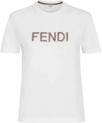 (W) FENDI SS24 Kaos Wanita Lengan Pendek Logo Putih Crew Neck FS7254AS8GF0ZNM Order (W) FENDI SS24 Kaos Wanita Lengan Pendek Logo Putih Crew Neck FS7254AS8GF0ZNM