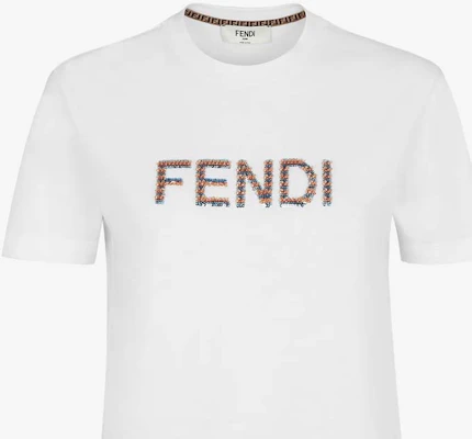 (W) FENDI SS24 Kaos Wanita Lengan Pendek Logo Putih Crew Neck FS7254AS8GF0ZNM Details for (W) FENDI SS24 Kaos Wanita Lengan Pendek Logo Putih Crew Neck FS7254AS8GF0ZNM