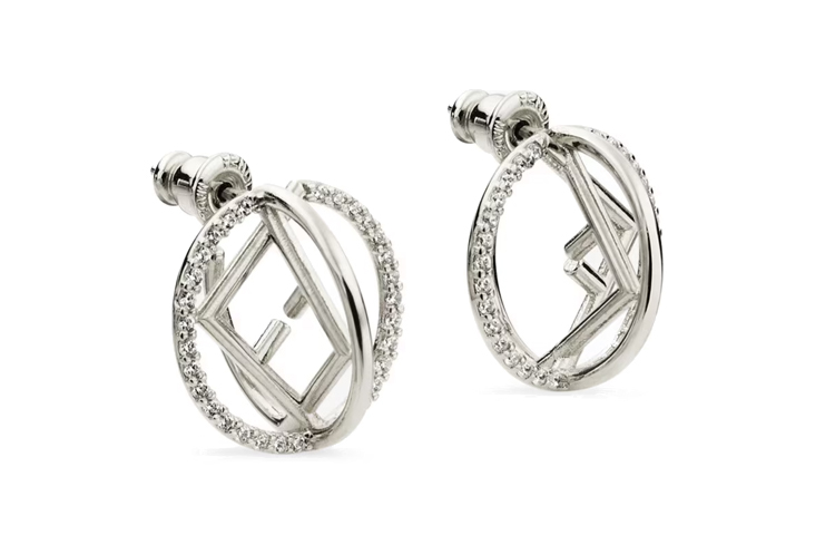 (Women) FENDI Trendy Stylish Gold-Tone Brass Earrings for Women. 8AH913A44GF035M