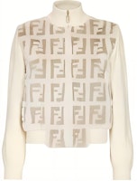 (Women) FENDI White Knit Pattern Zip-Up High Neck Jacket. FNE16FAHOVF1FS7 (Women) FENDI White Knit Pattern Zip-Up High Neck Jacket. FNE16FAHOVF1FS7