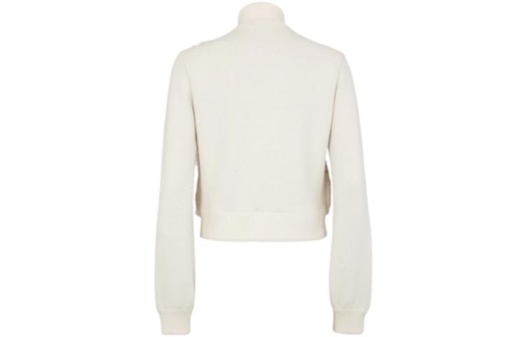 Lookbook (W) FENDI Jaket Leher Tinggi Berzip Pola Knit Putih. FNE16FAHOVF1FS7