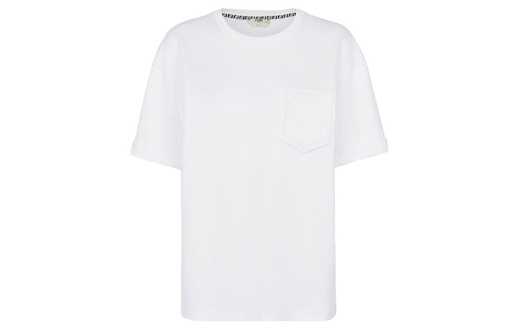Order (Women) FENDI White Oversized Dropped-Shoulder Crewneck T-Shirt FS7375AFLDF0ZNM